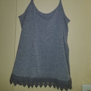 Grey Tank Top Crochet Lace Bottom